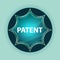 Patent magical glassy sunburst blue button sky blue background