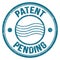 PATENT PENDING text on blue round postal stamp sign