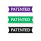 Patented badge label ribbon vector set, patent tag sticker isolated icon