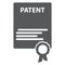 Patented document with approved stamp vector icon illustration