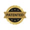 Patented gold emblem or badge on white background. Vector illustration