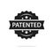 Patented label badge vector stamp black and white, intellectual property copyright protection tag seal isolated, success