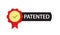 Patented label mark vector icon or intellectual property patent protection sign isolated emblem