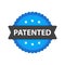 Patented stamp vector label, flat cartoon patent badge