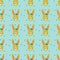 Patern  seamless pattern  with cute hares and elements