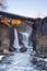 Paterson, NJ / United States - Nov. 9, 2019: Vertical image of The Great Falls of the Passaic River