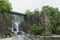 Paterson, NJ / USA - 7/8/20: Landscape view of the Great Falls of the Passaic River. a prominent waterfall, 77 feet 23 m high,