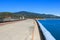 Path along the Shasta Dam offering great view of the reservoir, California, USA