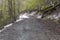 Path in Bujaruelo valley in Ordesa y Monte Perdido national park with some snow