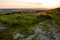 Path in Carphatian Mountains at sunset