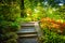 Path through a colorful garden at the National Arboretum in Wash