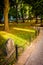 Path through a historic cemetary in Boston, Massachusetts.