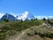 A path leading to the beautiful Mount Robson glacier along the Berg Lake trail