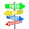 Path of Least Resistance Word Arrow Signs Avoid Conflict Take Ea