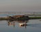 Path of Life of fisherman and farmer at river side in Amarapura Mandalay, Myanmar with wonderful sun light in the morning