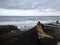 A path made of bamboo, destroyed by waves during a storm