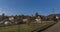 Path near Lovos hill in north Bohemia with houses