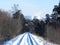 The path of the railway. The railway passes through beautiful landscapes.  Details and close-up.