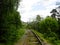 The path of the railway. The railway passes through beautiful landscapes.  Details and close-up.