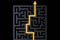Path showing the direction out of a dark labyrinth