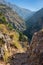 Path in the Sierra de Tejeda with the Almanchares river ravine in the background