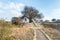 The path and stone stairs leading to the ruins of the destroyed Roman temple, located in the fortified city in the territory of th