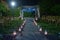 Path to the altar on an outdoors wedding at night