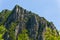 Path to the Eagle\'s nest at TreÅ¡njica gorge with one bald eagle high in the sky