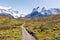 Path to the lookout on the horns of the towers of Paine, Chile