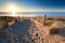 Path to sand beach in North sea