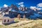 Path to small church at Passo Gardena, Dolomites, Italy, Europe