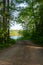 Path towards boat launch at shore of Chippewa Flowage in the northwoods