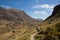 Path up to Glencoe mountains Scotland UK in Scottish Highlands in spring