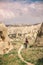 Path in a valley and a traveler in Cappadocia