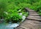 Path and waterfall in Plitvice Park