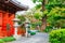 Path way in front of Asakusa shrine temple in Tokyo, Japan.