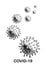 Pathogen respiratory coronavirus covid-19 flu outbreak black and white classical medical illustration with inscription .