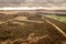 Paths across the moors on a winter`s day that leads to Darwen tower