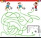 Paths maze game with kid and soccer sport