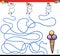 Paths maze game with snowmen and ice cream