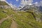 Paths and mountain trails from Oeschinensee, Kandersteg. Berner Oberland. Switzerland