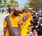 Pathum Thani, THAILAND -January, 2016 : 1,131 Monks from Wat Phra Dhammakaya make a pilgrimage at Wat Phra Dhammakaya near Bang