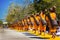 Pathum Thani, THAILAND -January, 2016 : 1,131 Monks from Wat Phra Dhammakaya make a pilgrimage at Wat Phra Dhammakaya near Bang