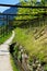 Pathway along Waal and wine yard in Tyrol