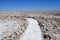 Pathway among the Amazing Salar de Atacama, Chilean Salt Flat in Antofagasta Region, Northern Chile