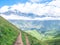 pathway and ancient church in majestic mountains