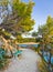 Pathway, bench and sea at Makarska, Croatia