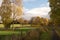 Pathway and fields near Melrose in Scottish Borders