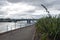 Pathway going torwards Montrose road bridge,in Montrose Harbour, Augus, Scotland,UK