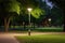 pathway light with motion sensor in a park area